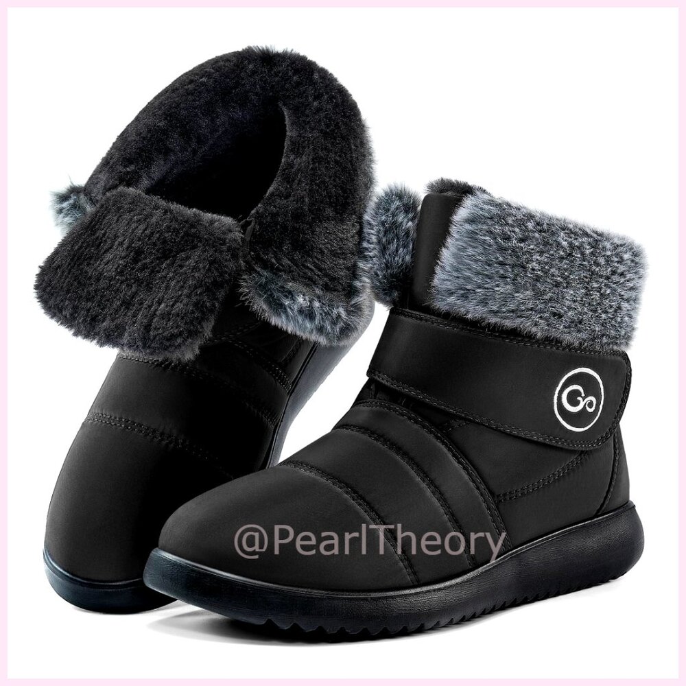 Waterproof Snow Boots with Plush Fur Lining, Slip-Resistant Winter Booties